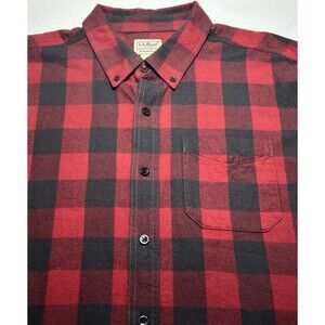 LL Bean Scotch Plaid Flannel Oxford Button Shirt Tartan Mens XL Traditional Fit